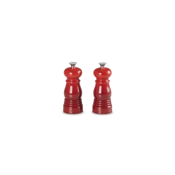 Le Creuset Petite Salt And Pepper Mill Set Cerise Cherry Red NEW - Picture 1 of 7